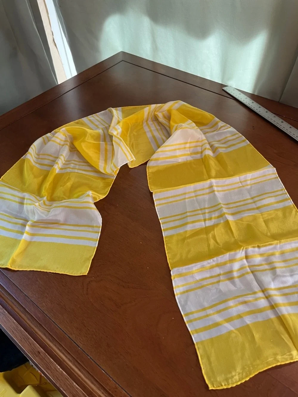 Yellow Striped Lightweight Silky Scarf - Women's Accessory